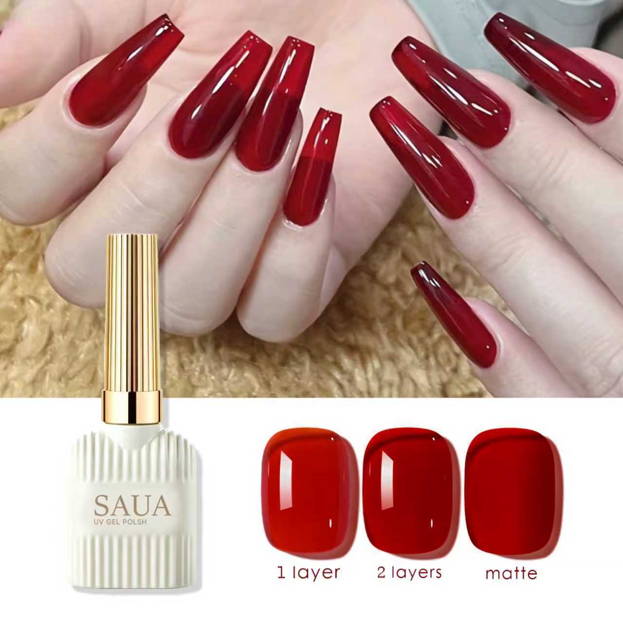 Nail Art Simple Elegant - 15ml Półprzezroczysty Czerwony Lakier do Paznokci,