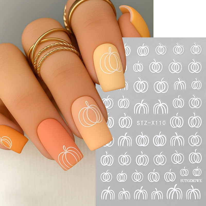 Nail Art Simple Elegant - 2 szt. Eleganckie białe naklejki na