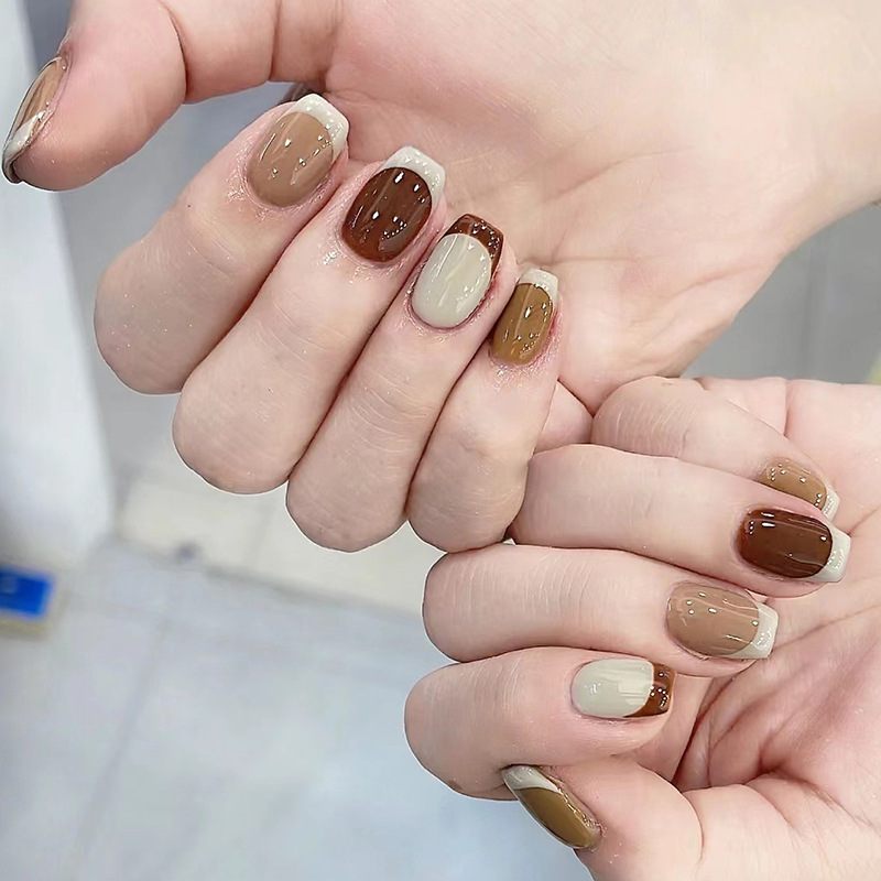 24Pcs Caramel Brown Ombre Glit – Nail Art Simple Elegant recenzja i cena