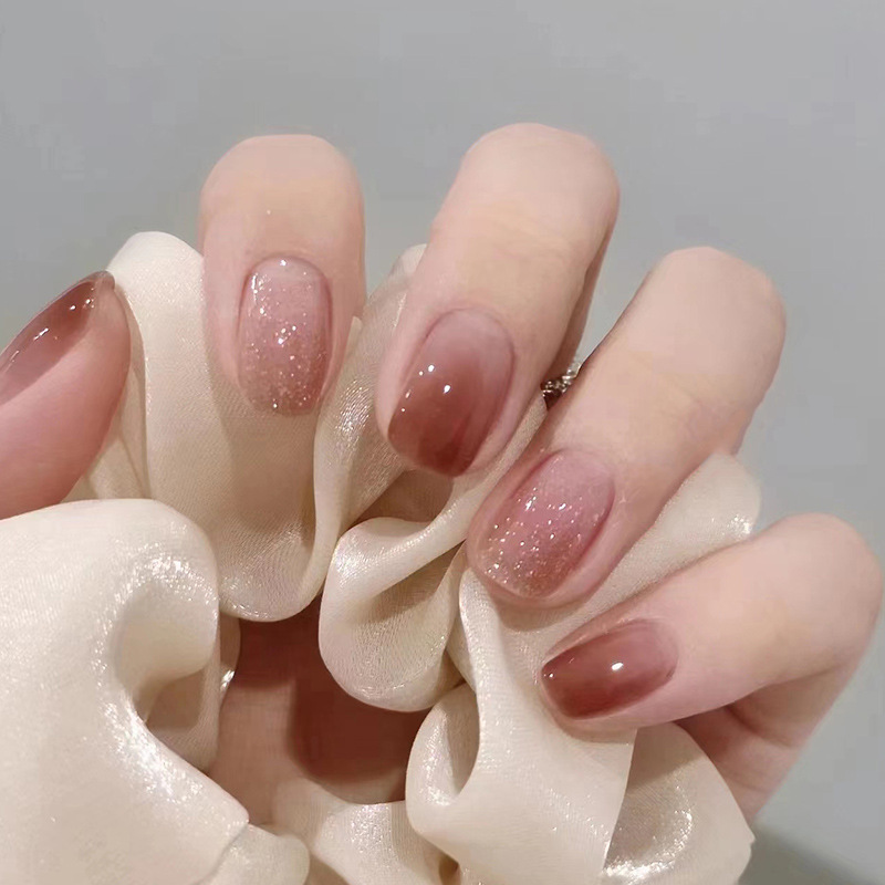 24Pcs Caramel Brown Ombre Glit – Nail Art Simple Elegant recenzja i cena