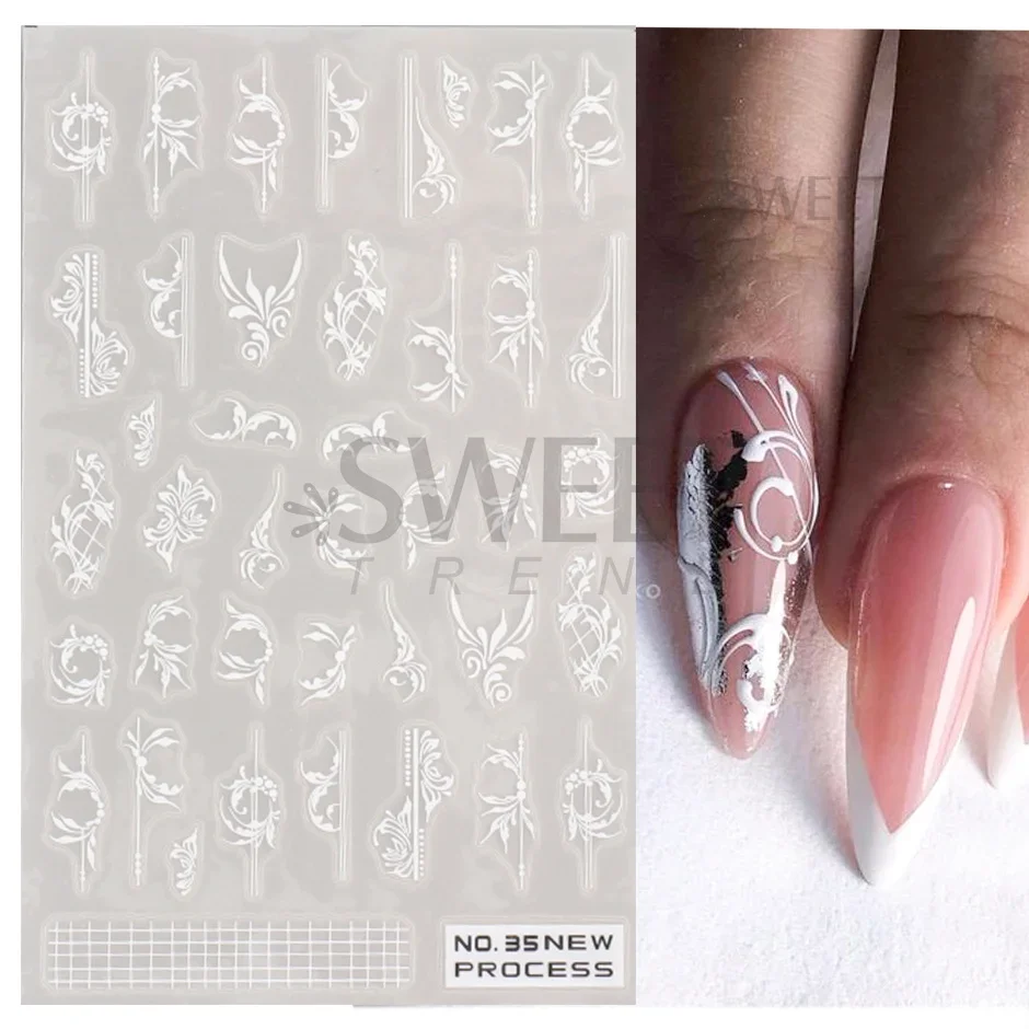 Biały koronkowy kwiat naklejka – Nail Art Simple Elegant recenzja i cena